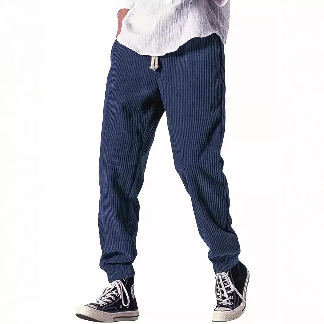 Mens Thickened Waffle-Weave Sporty Casual Pants For Fall Winter - Image 2