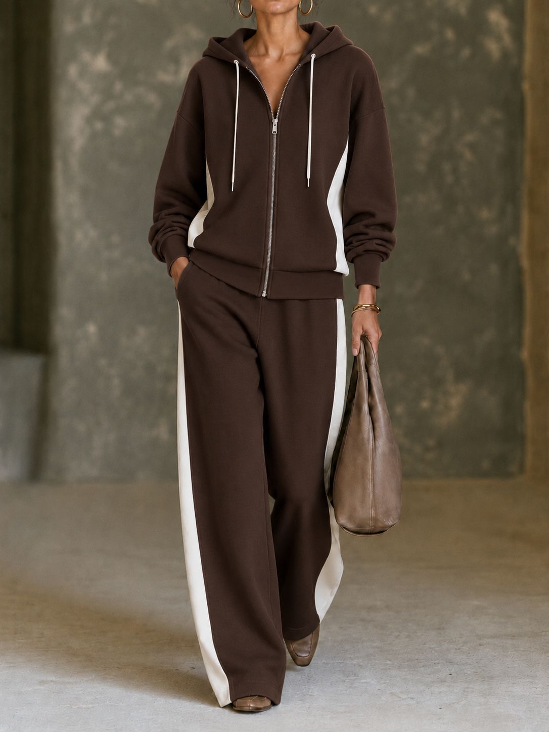 Ensemble jogging color-block pour femme