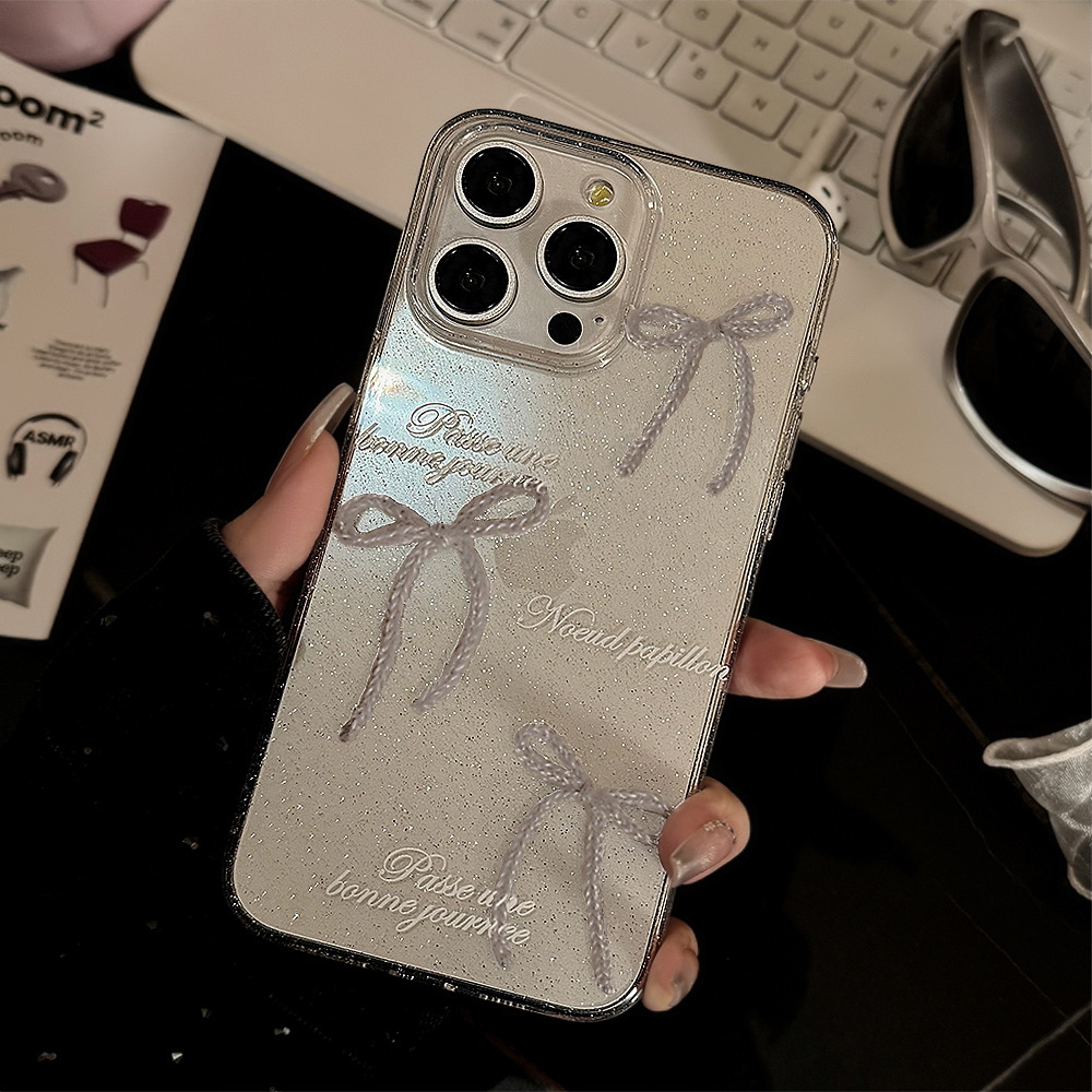 Pearl Bow Phone Case Transparent And Niche