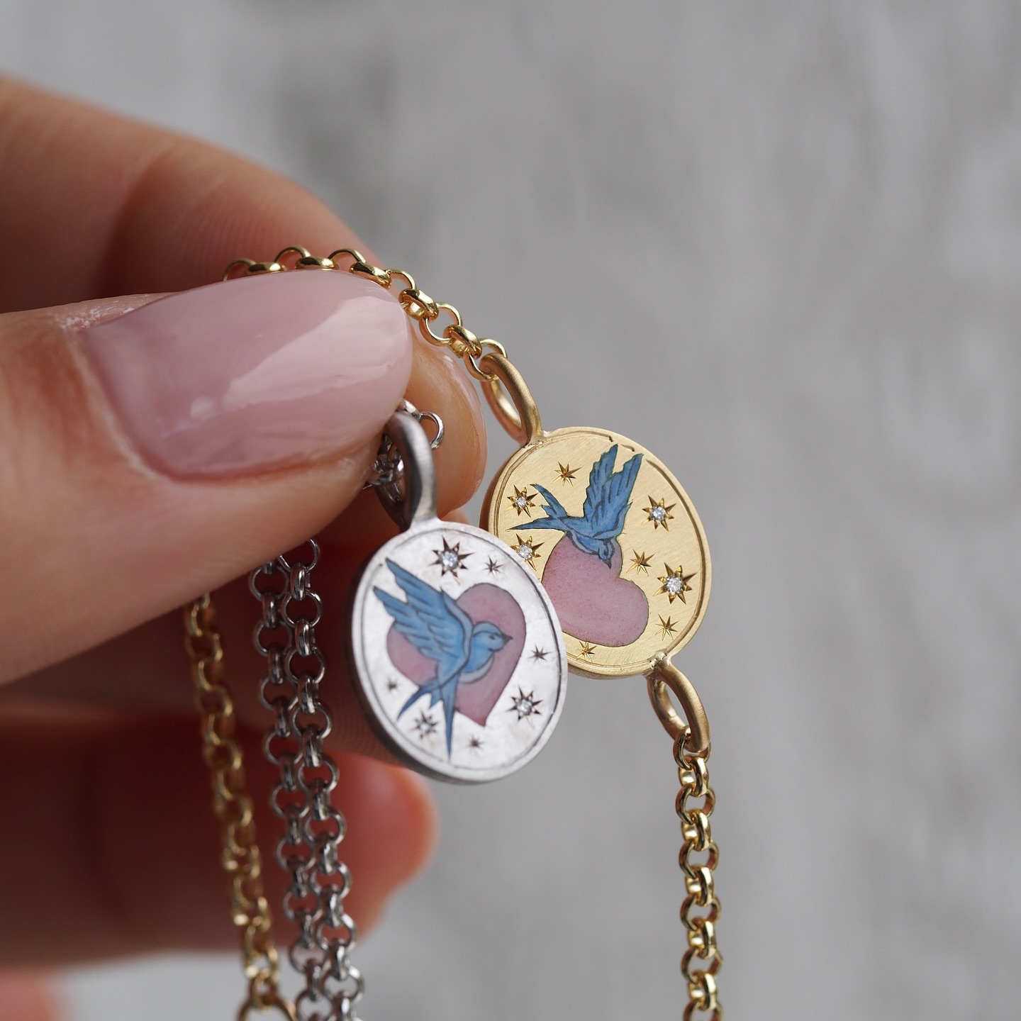 Heping Grid Heart Oval Necklace