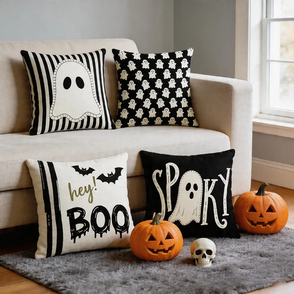 Halloween Funny Ghost Throw Pillow Cover