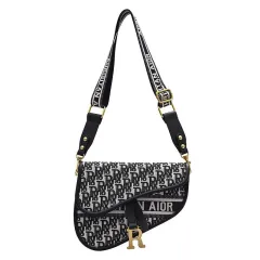 New Retro Fashion Embroidered Saddle Bag Shoulder Messenger Bag - Black - View 1