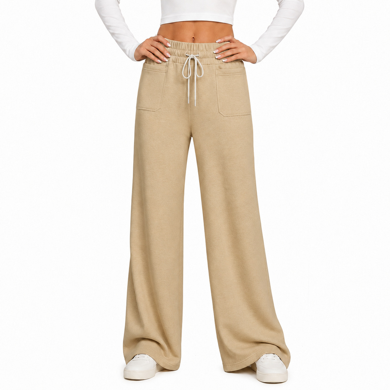 Wide-leg Pants Womens Loose Straight-leg Casual Trousers