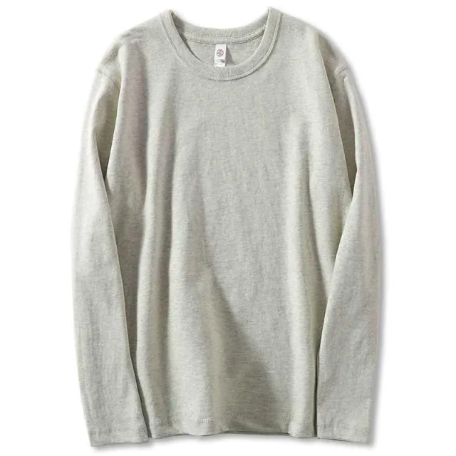 Cotton Brushed White Long sleeved Shirt Loose Large Size Versatile Round Neck Bottoming Shirt For Women Autumn And Winter Light Gray - Shop at LoveMi