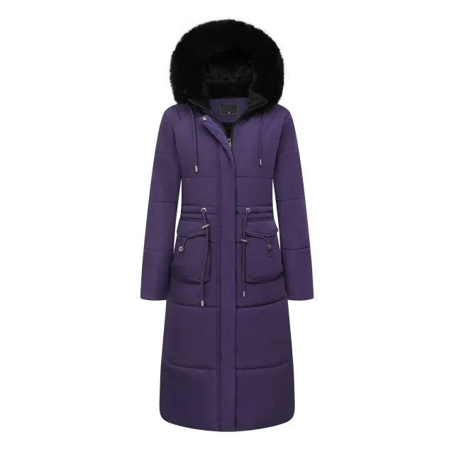 Women's Cotton Jacket Drawstring Cinched Hoodie Fleece lined Warm Purple - Shop at LoveMi