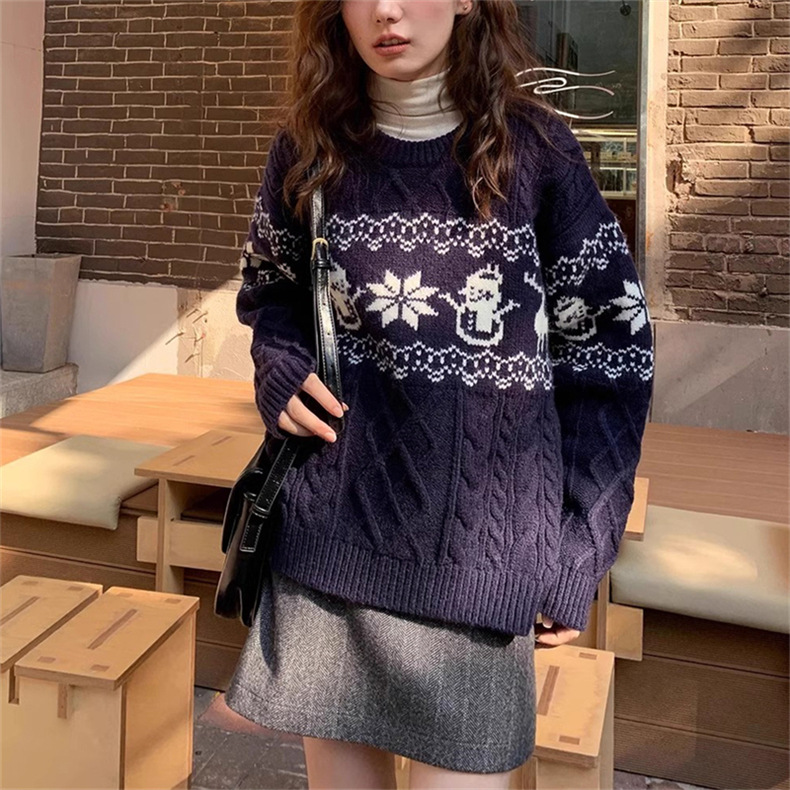 Korean Retro Christmas Atmosphere Silk Sweater