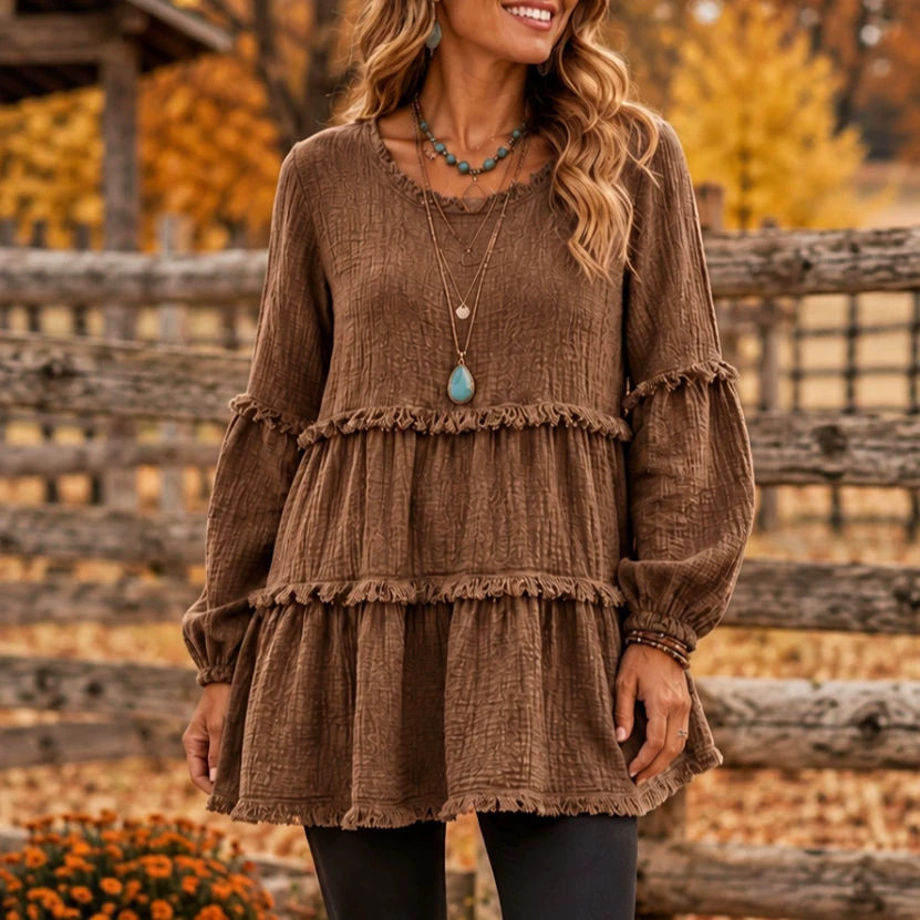 Womens Casual Top With Long Sleeves And Panel Design — foto 6