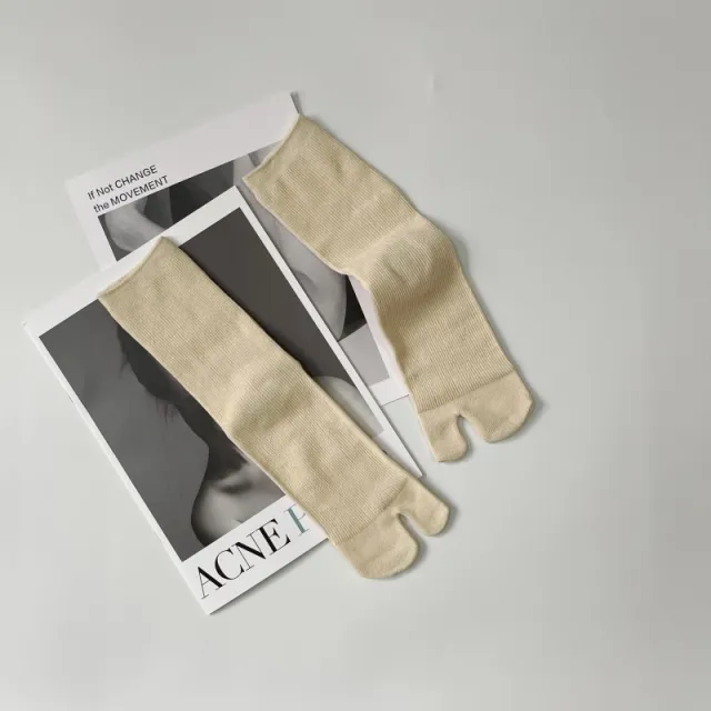 Mid calf Double Toe Bunching Socks Beige - Shop at LoveMi