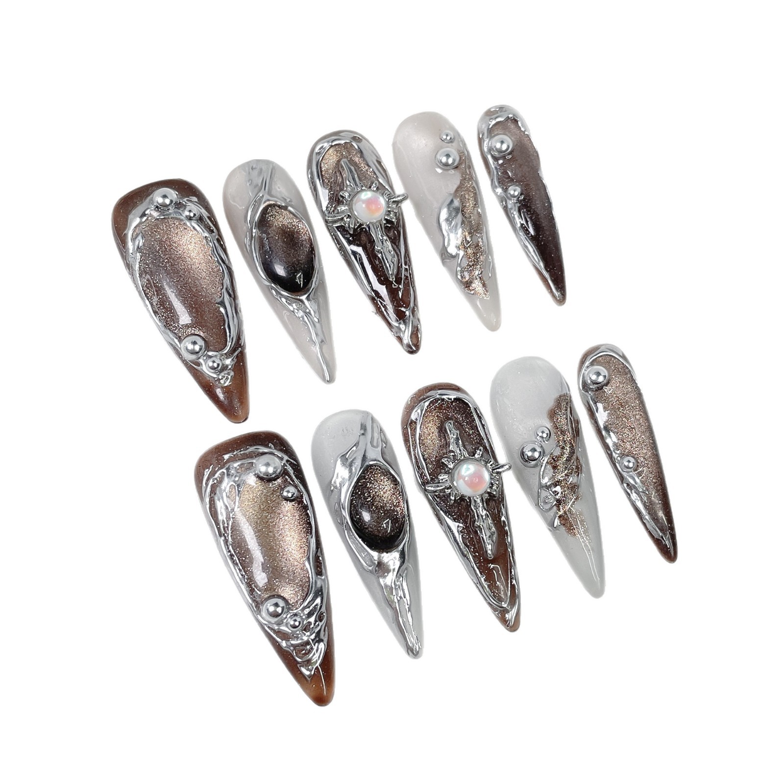 Nail Art Stickers With A Metallic Embossed Cat-eye Effect