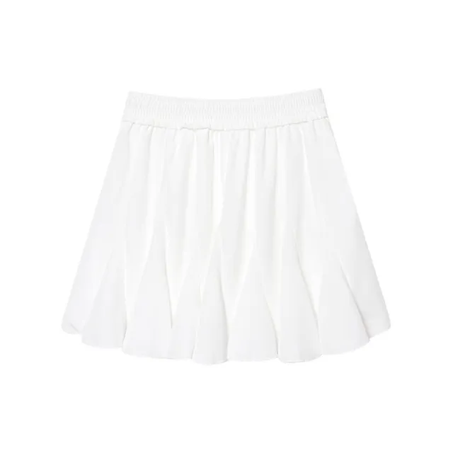 Patchwork Irregular Pleated Skirt White - Shop at LoveMi