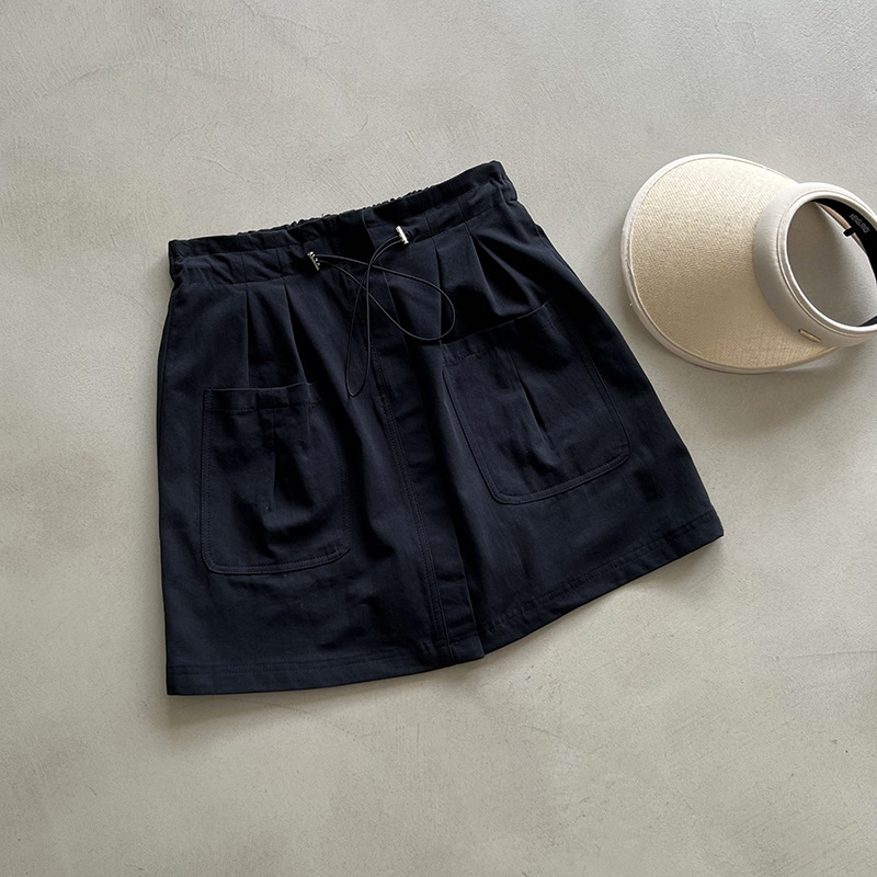 Drawstring Elastic Waist Skirt Large Workwear With Pocket Skirt