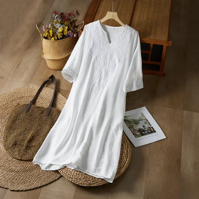 Elegant, Artistic, And Breathable Embroidered Maxi Dress With Intricate Detailing White - Shop at LoveMi