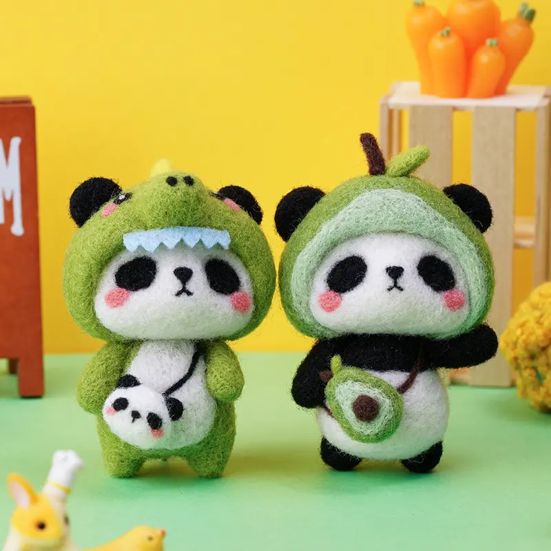 Panda Wool Felt Poke Diy Material Package Handmade Pendant