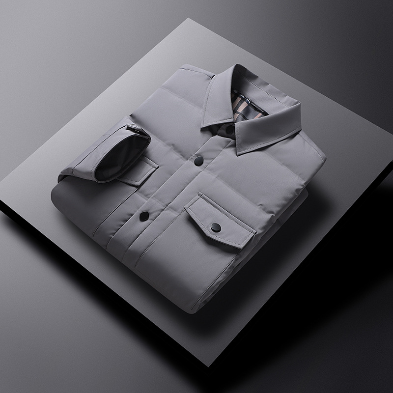 High Quality Down White Duck Down Simple Polo Collar Warm Jacket