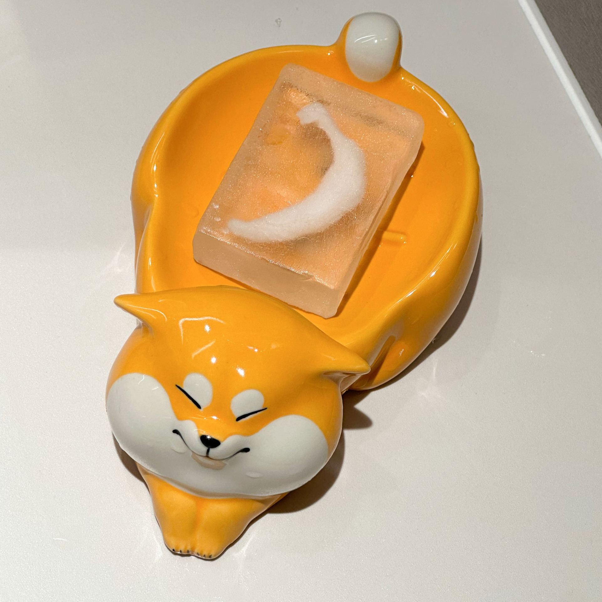 Bathroom Cute Ceramic Drain No Water Soap Dish