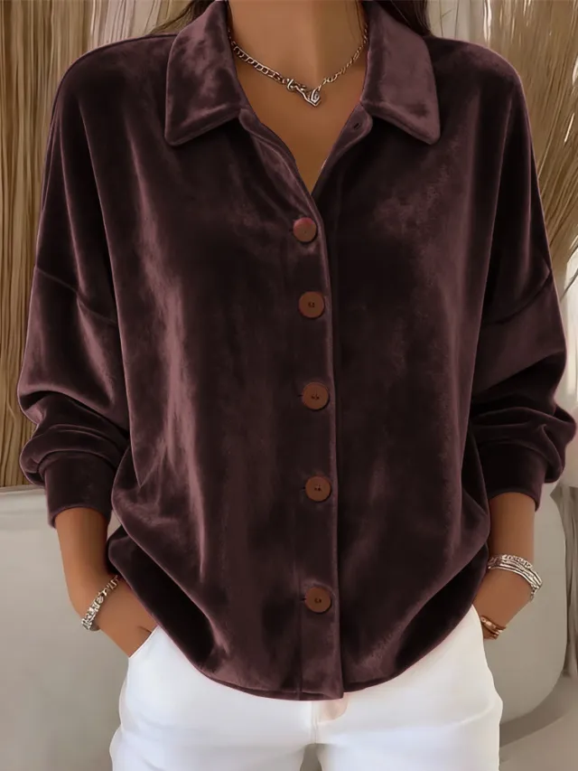 Womens Multi Color Velvet Cardigan With Long Sleeves For Casual Wear Maroon - Shop at LoveMi