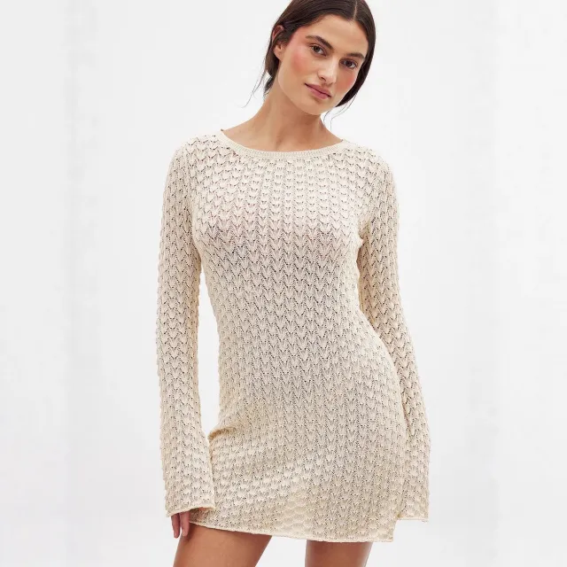 New Fashion Casual Hollow out Resort Beach Dress Apricot - Shop at LoveMi