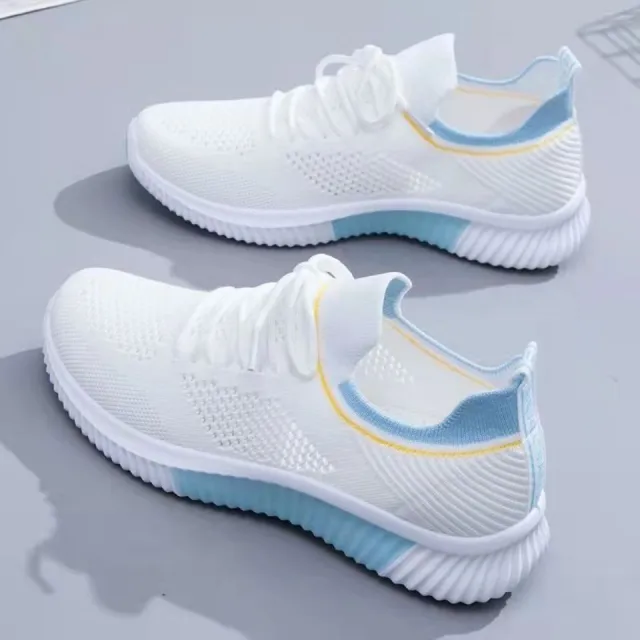 Flyknit Breathable White Shoes Summer Mesh Blue - Shop at LoveMi