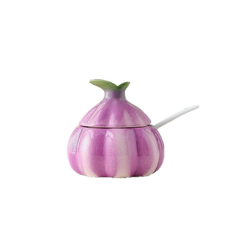 Ceramic Onion Seasoning Containers Household Kitchen With Cover Spoon