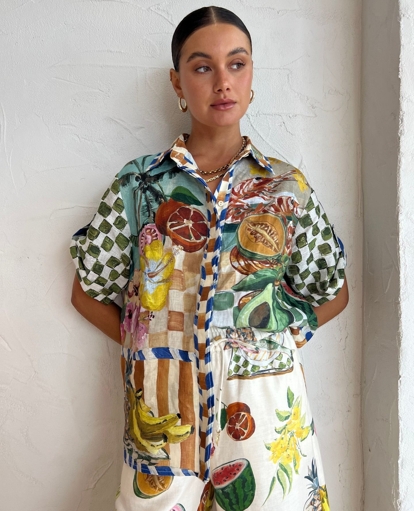 Fashion Casual Printing Shirt Loose Wide-leg Pants