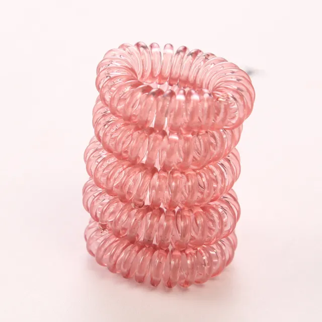 Transparent Phone Line Hair Ring Small Size Cute High Elastic Thin Hair Rope D164 Pink - Shop at LoveMi