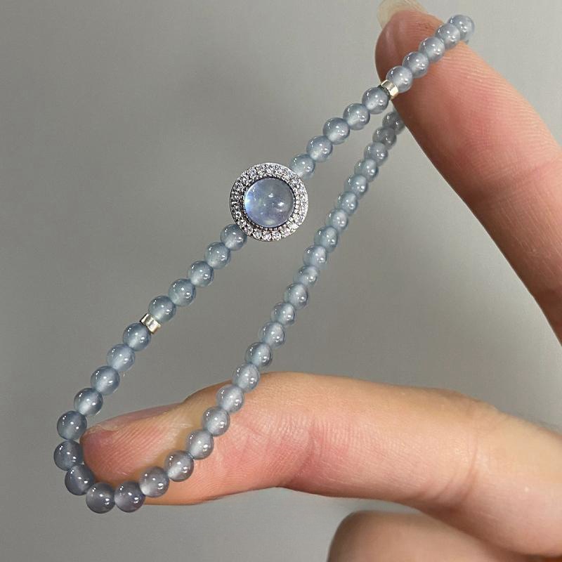 Simple Aquamarine Beaded Pearl Bracelet