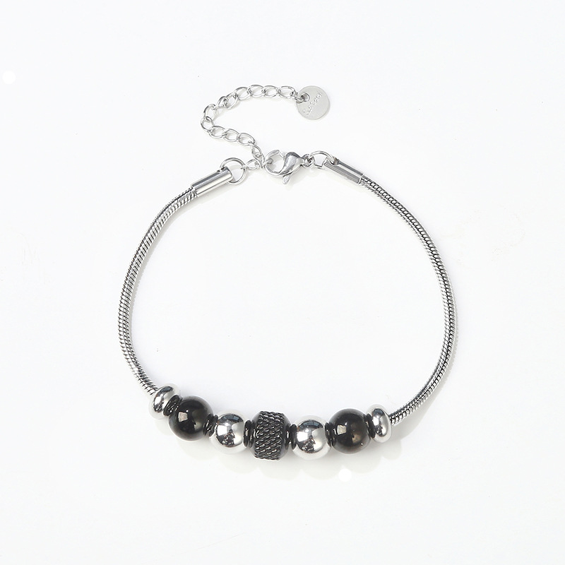 High Quality Waterproof Gold-plated Gun Black Two-color Accessories Snake Bone Bracelet