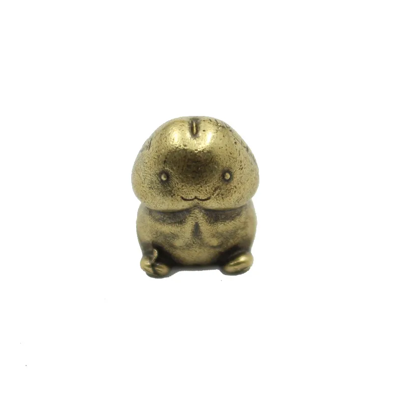 Brass Metal Cartoon Mushroom-shaped Haircut Personality Cute Car Keychain Pendant Little Doll - Brass