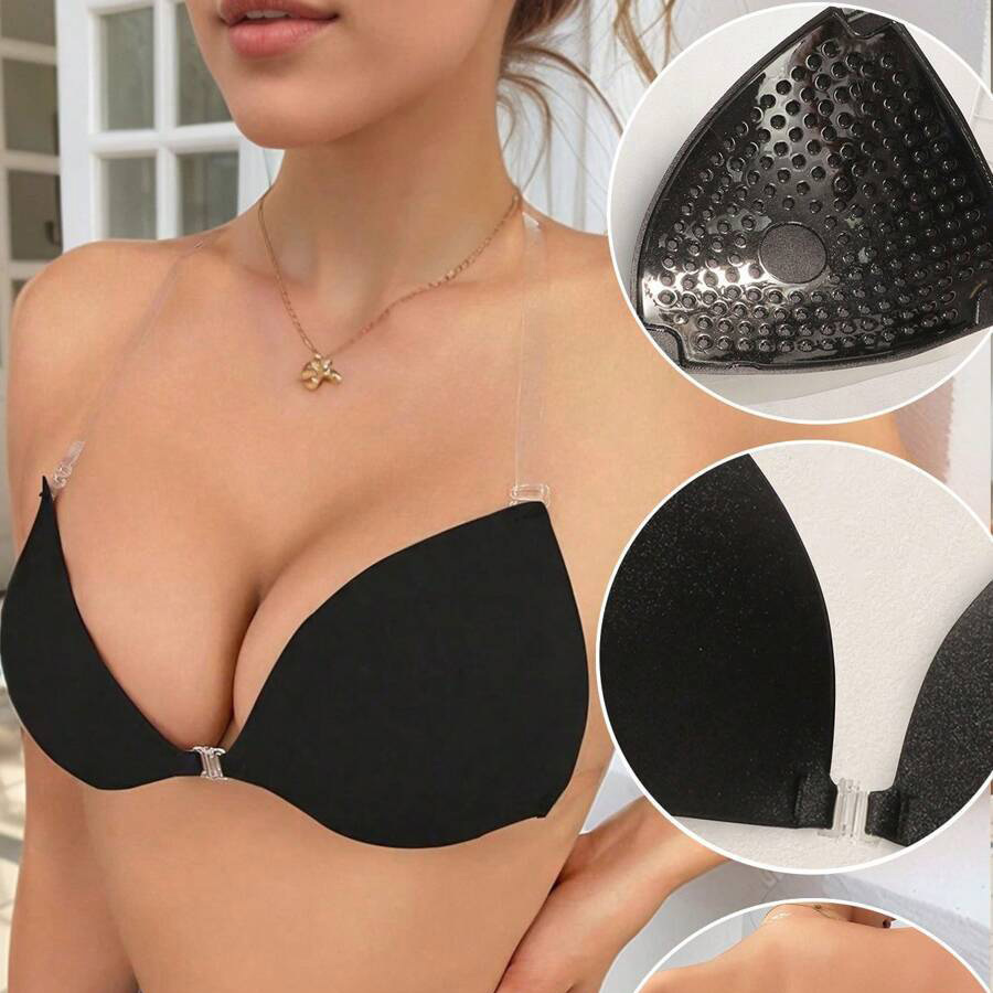 Triangle Cup Women Push Up Wedding Silicone Invisible Bra - Image 2
