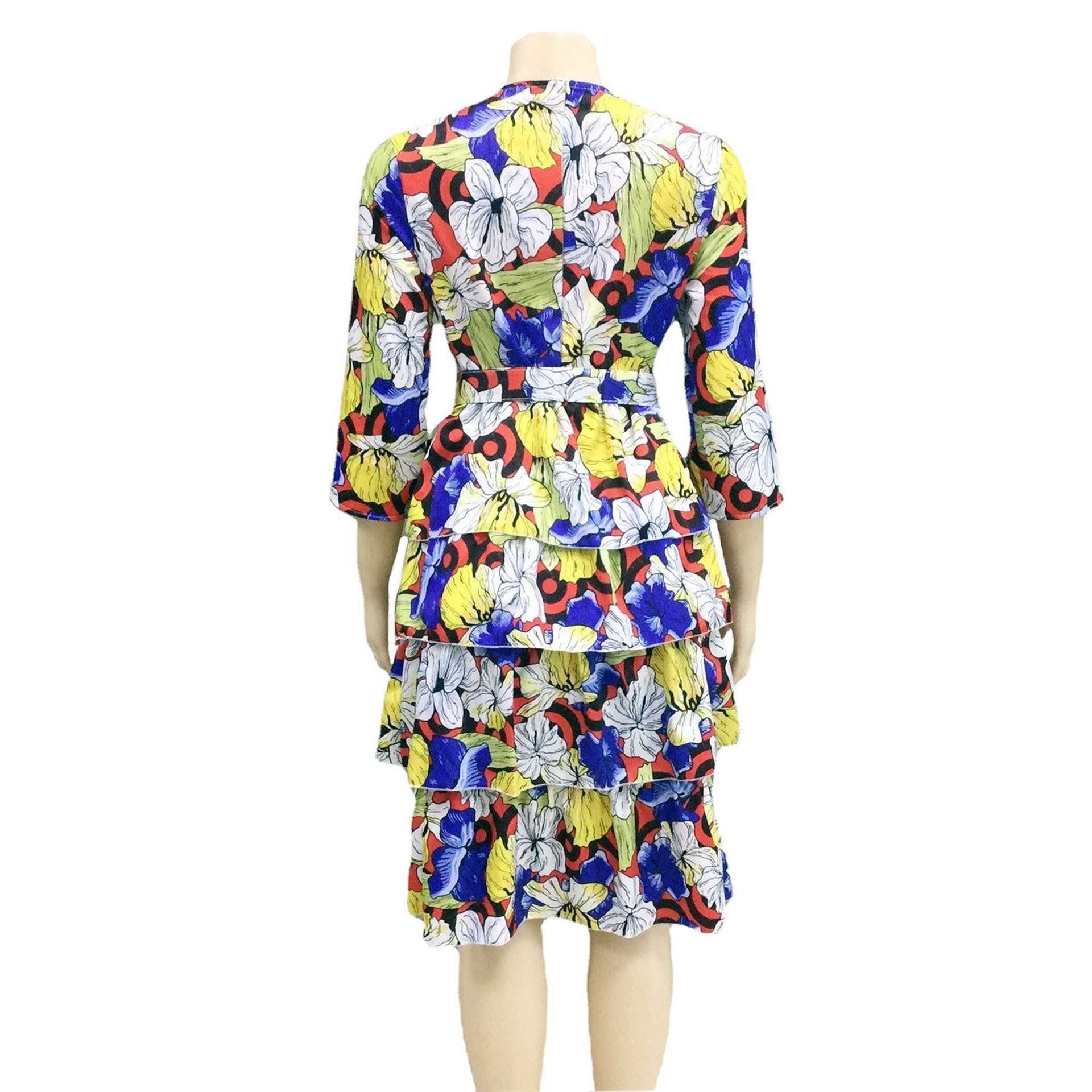 Multicolor Floral Tiered Dress in Extended Sizes — product details and sizing image 9