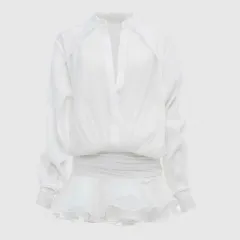 Sweet Irregular Ruffled Women's Dress - White - View 1