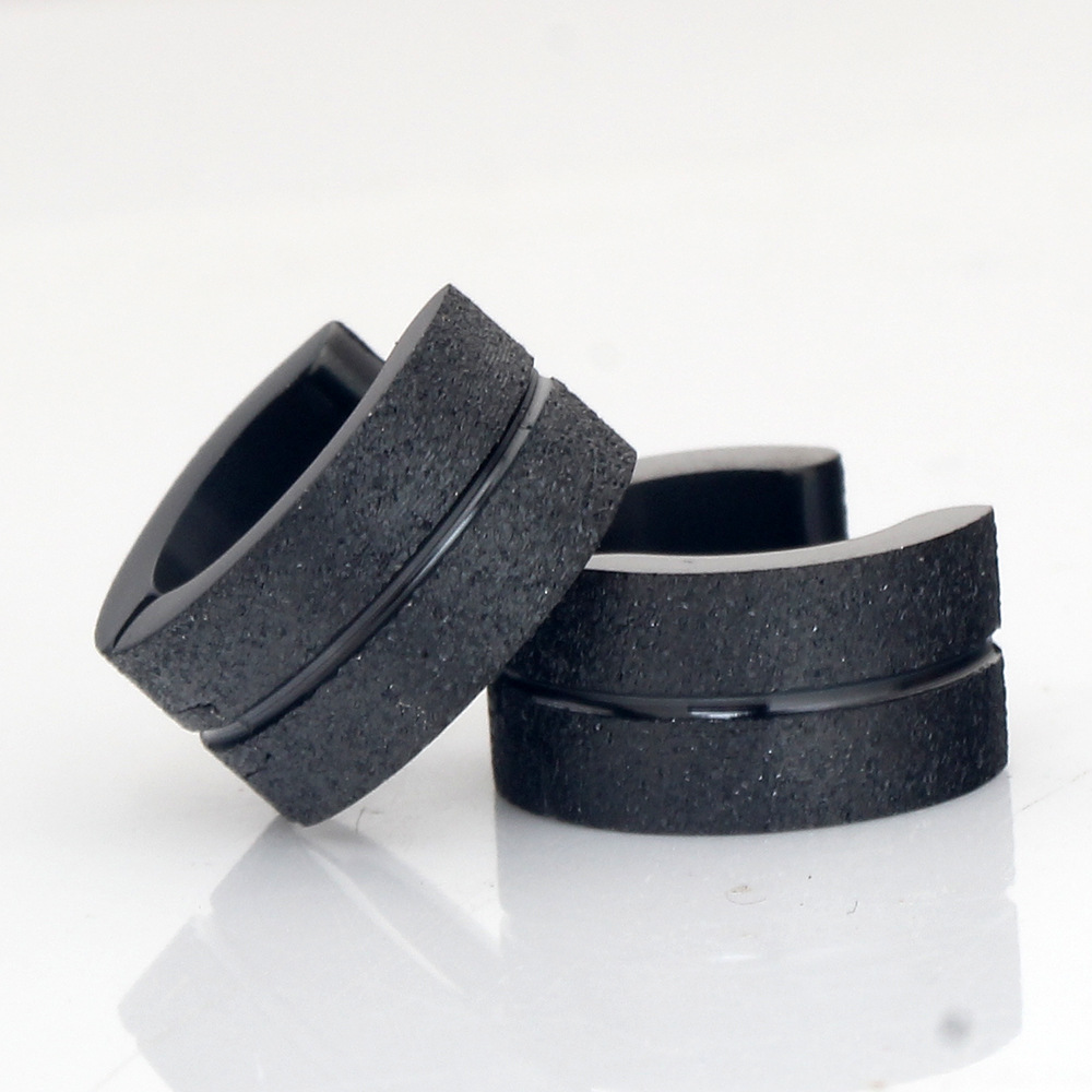 Titanium Steel Double Row Frosted Stainless Steel Earrings