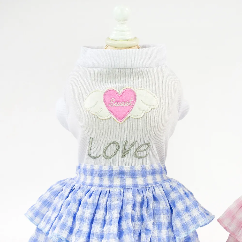 Pet Small Dog Love Skirt - Blue