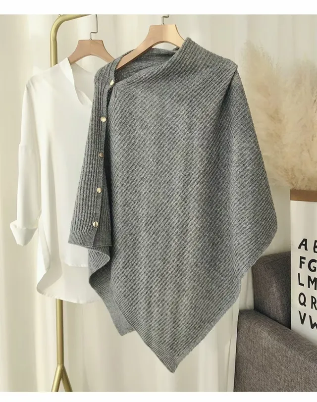High end Knitted Cape And Shawl Spring Autumn Outerwear High end Blouse Gray - Shop at LoveMi