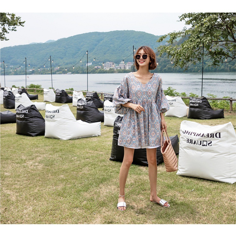 Women's Puff Sleeve Loose Charming Miniskirt