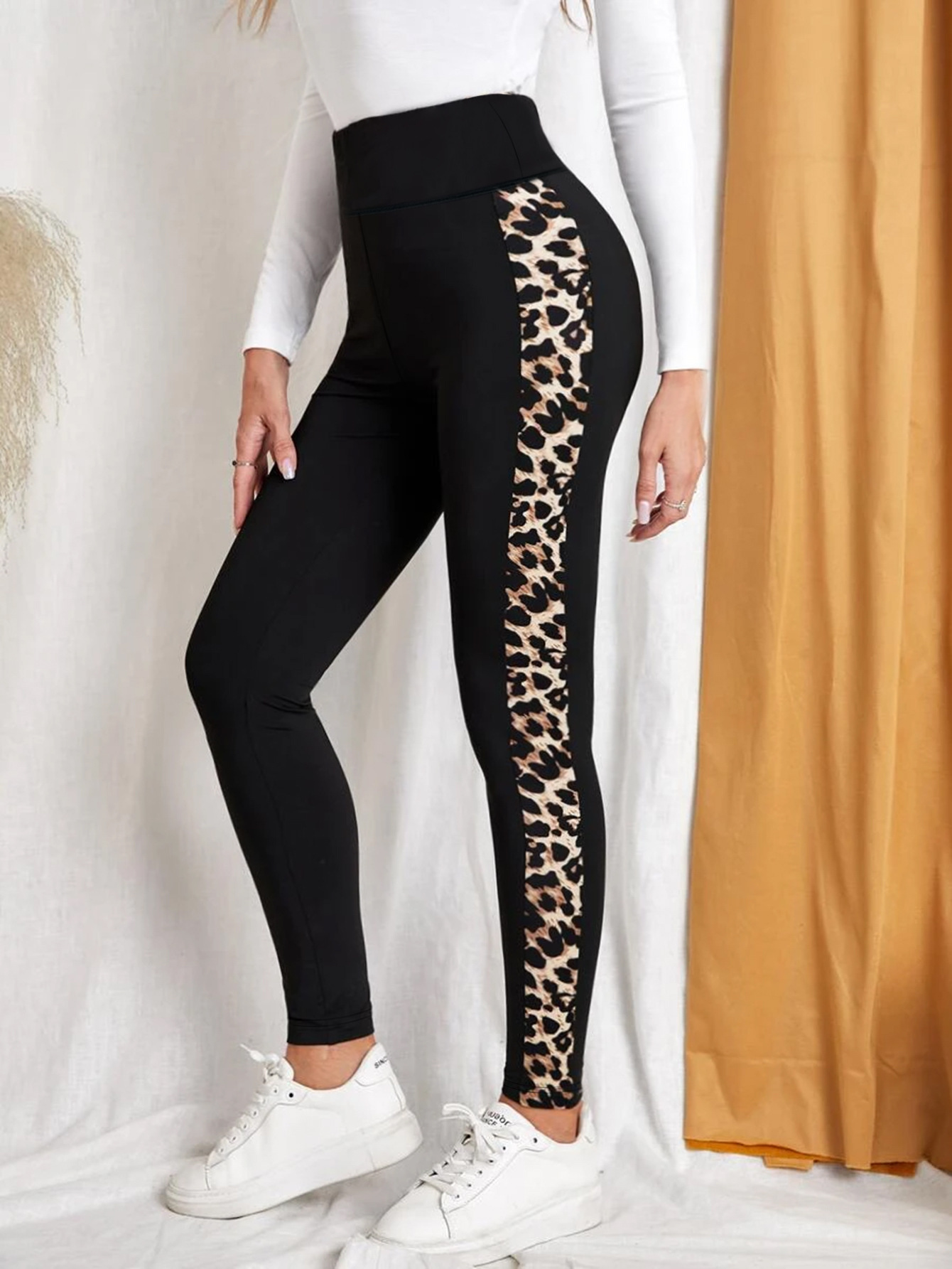 Women's Leopard Print Casual Yoga Elastic Pants 2878 Black - Shop at LoveMi