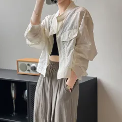 Autumn New Korean Version Loose Cardigan Short Thin Breathable Top - White - View 1