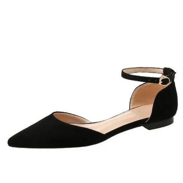 New Pointed Sandals Women's Flat Closed Toe Strap Simple Black Black - Shop at LoveMi