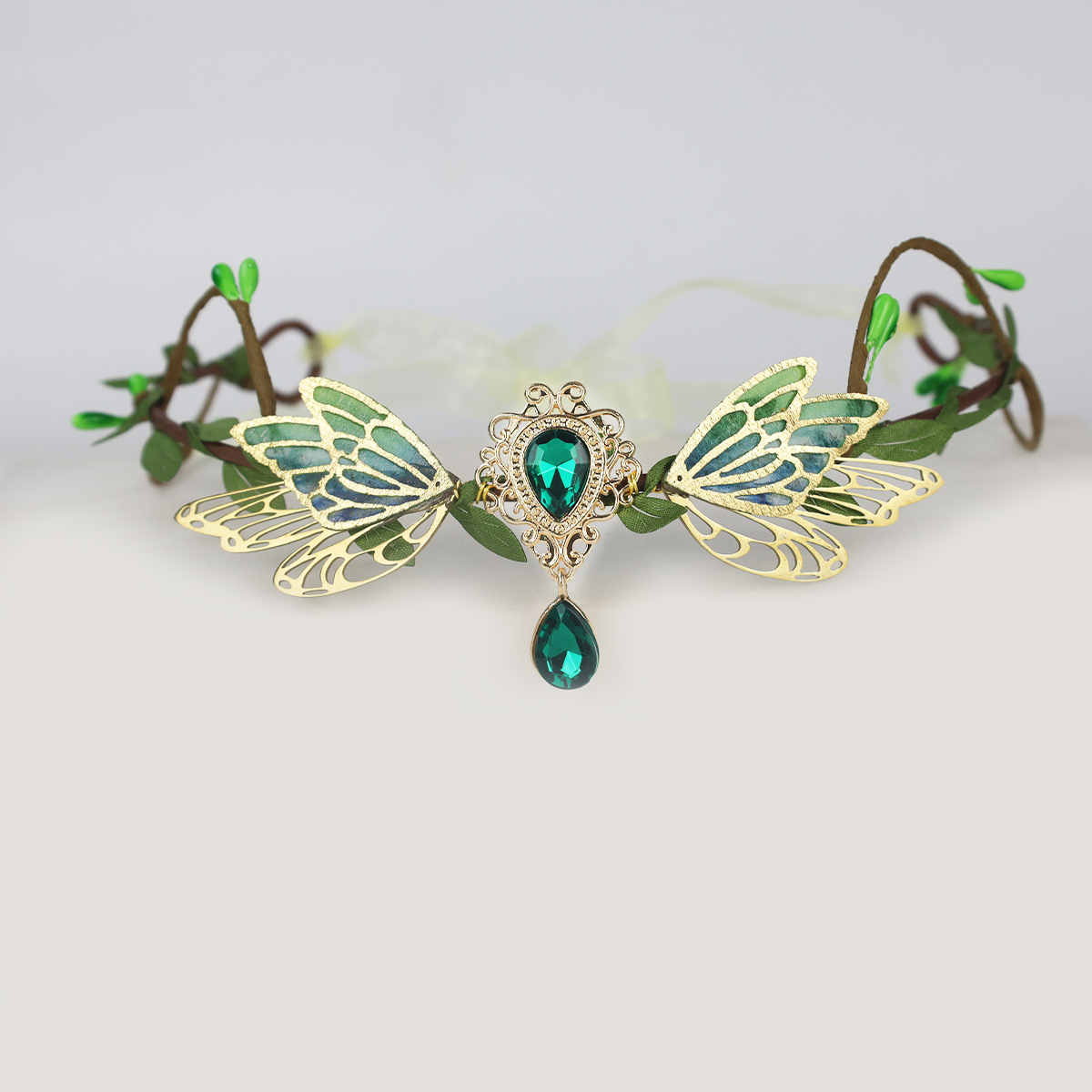 Mori Fairy Style Green Butterfly Wings Headband Elf Headband