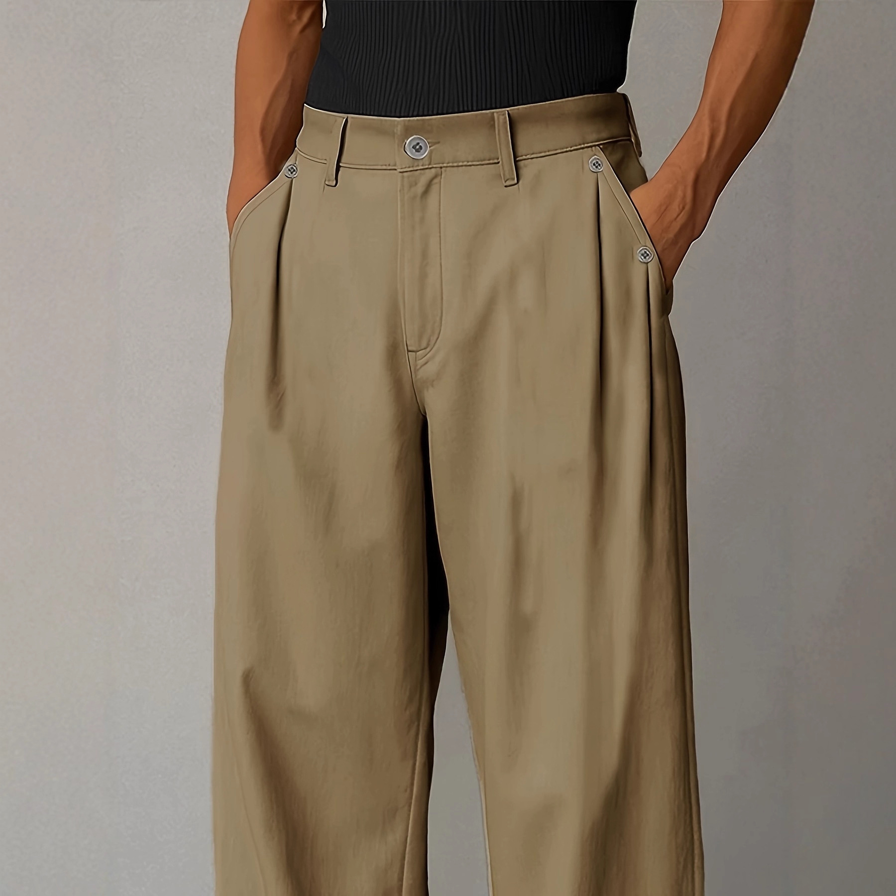 Mens Stylish Solid-color Casual Straight-leg Pants