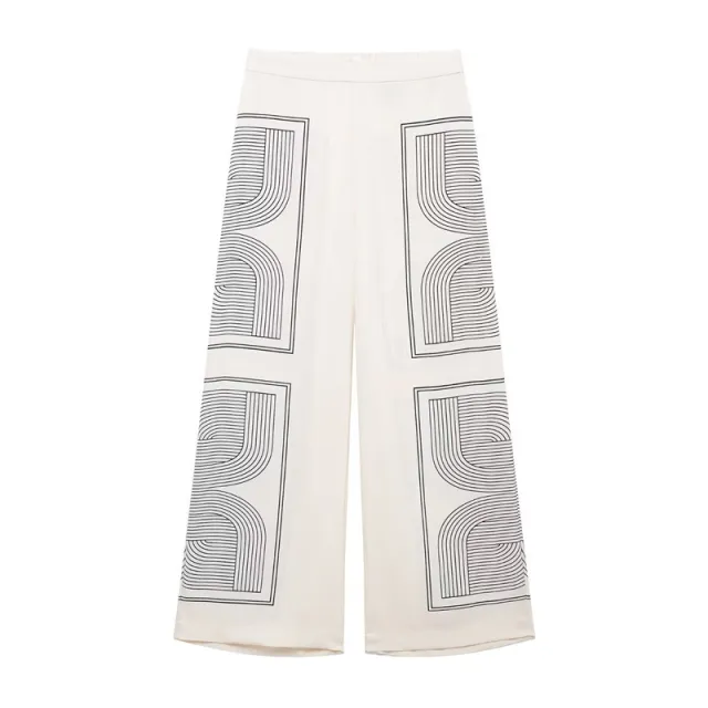 New European And American Style Women's Fashion Casual Printing Diagonal Cloth Shirt Pants - Shop at LoveMi