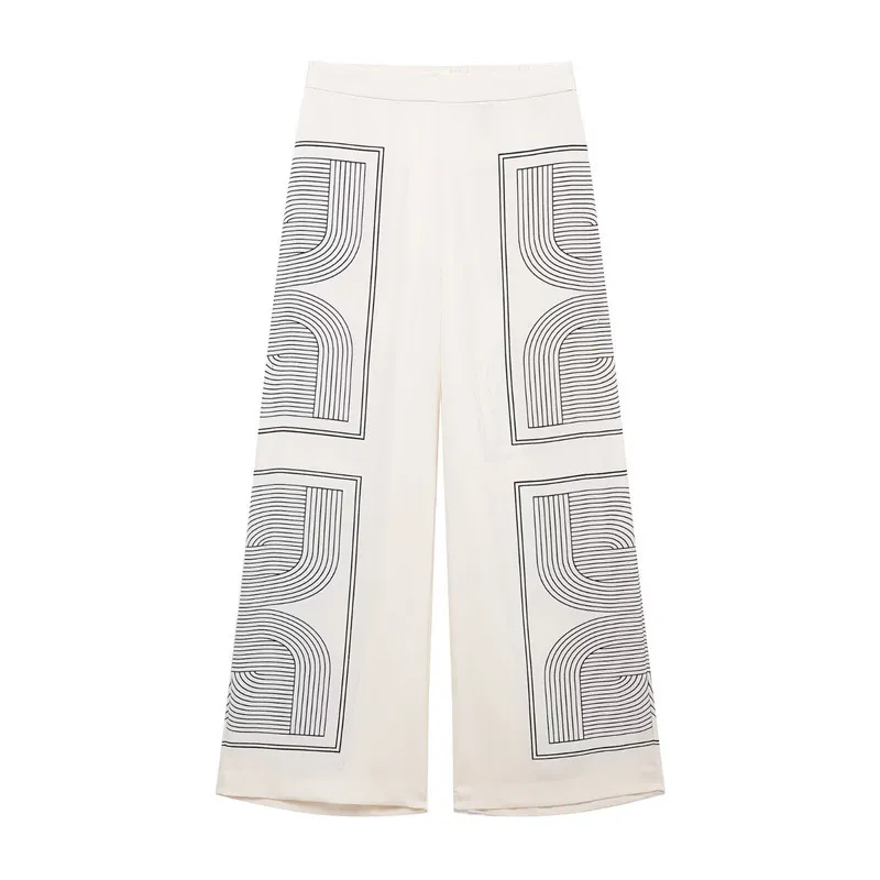 New European And American Style Women's Fashion Casual Printing Diagonal Cloth Shirt - Pants
