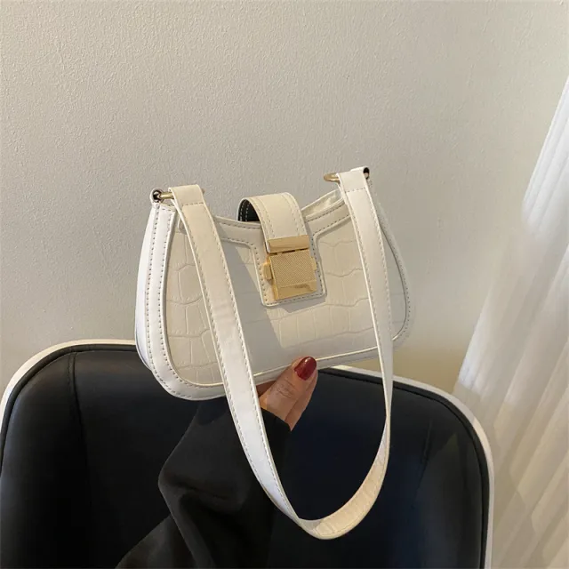Crossbody Shoulder Underarm Solid Color Casual Small Square Bag White - Shop at LoveMi