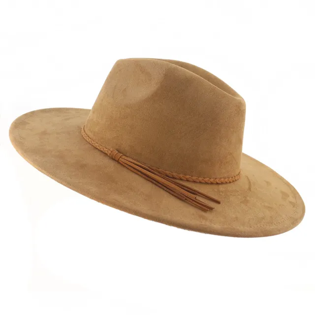 Jazz Women's 10cm Brim Suede Peach Top Tassel Hat Khaki - Shop at LoveMi