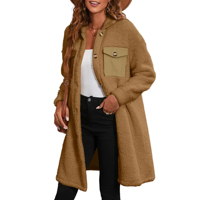 European And American Leisure Lambswool Warm Jacket For Women Khaki - Shop at LoveMi