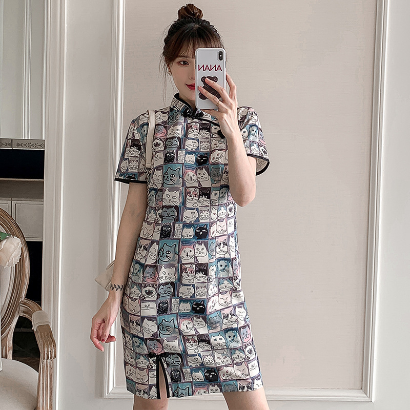 Short-Sleeve Cheongsam Day Dress, picture 3 of 7