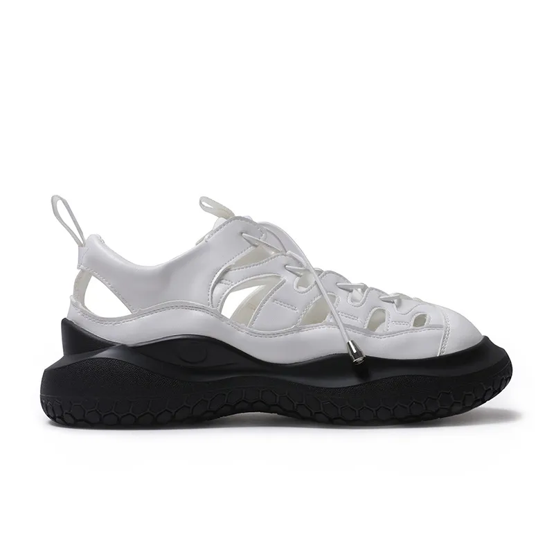 Closed Toe Sports Sandals For Women Hollow-out Platform Height Increasing - White