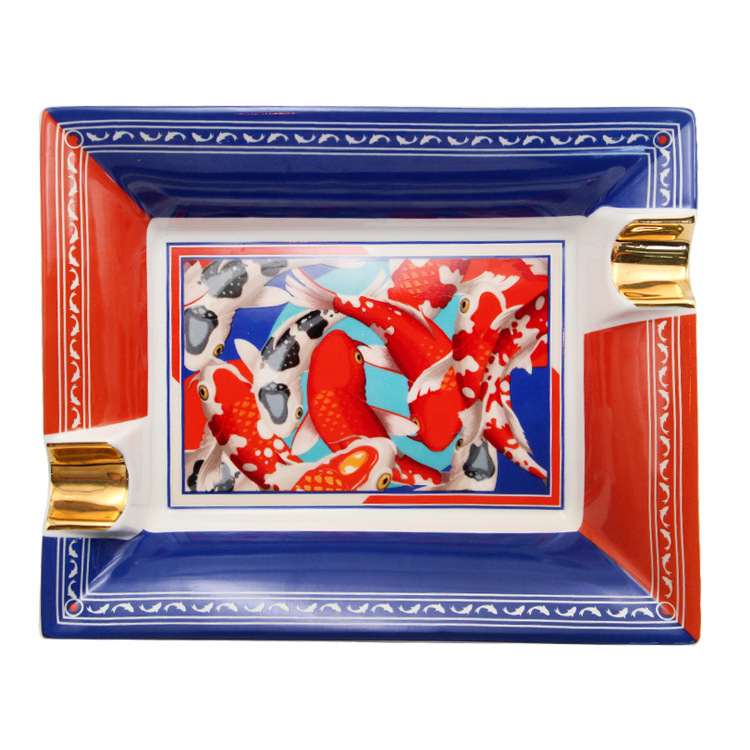 Fashion Creative Large Capacity Square Painted Ceramic Cigar Ashtray - Image 18