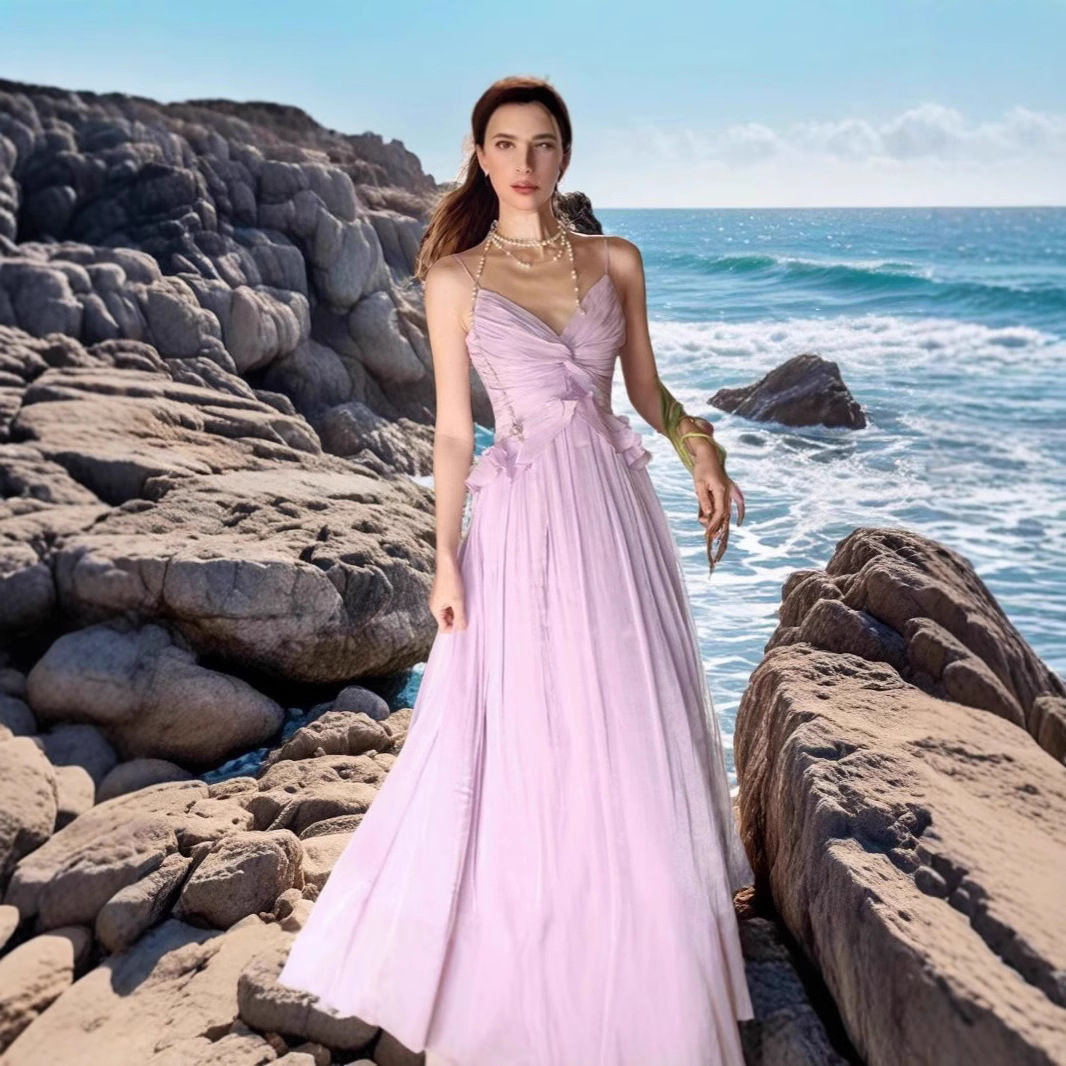 Slimming Niche-design Beach Dress For Seaside Vacations