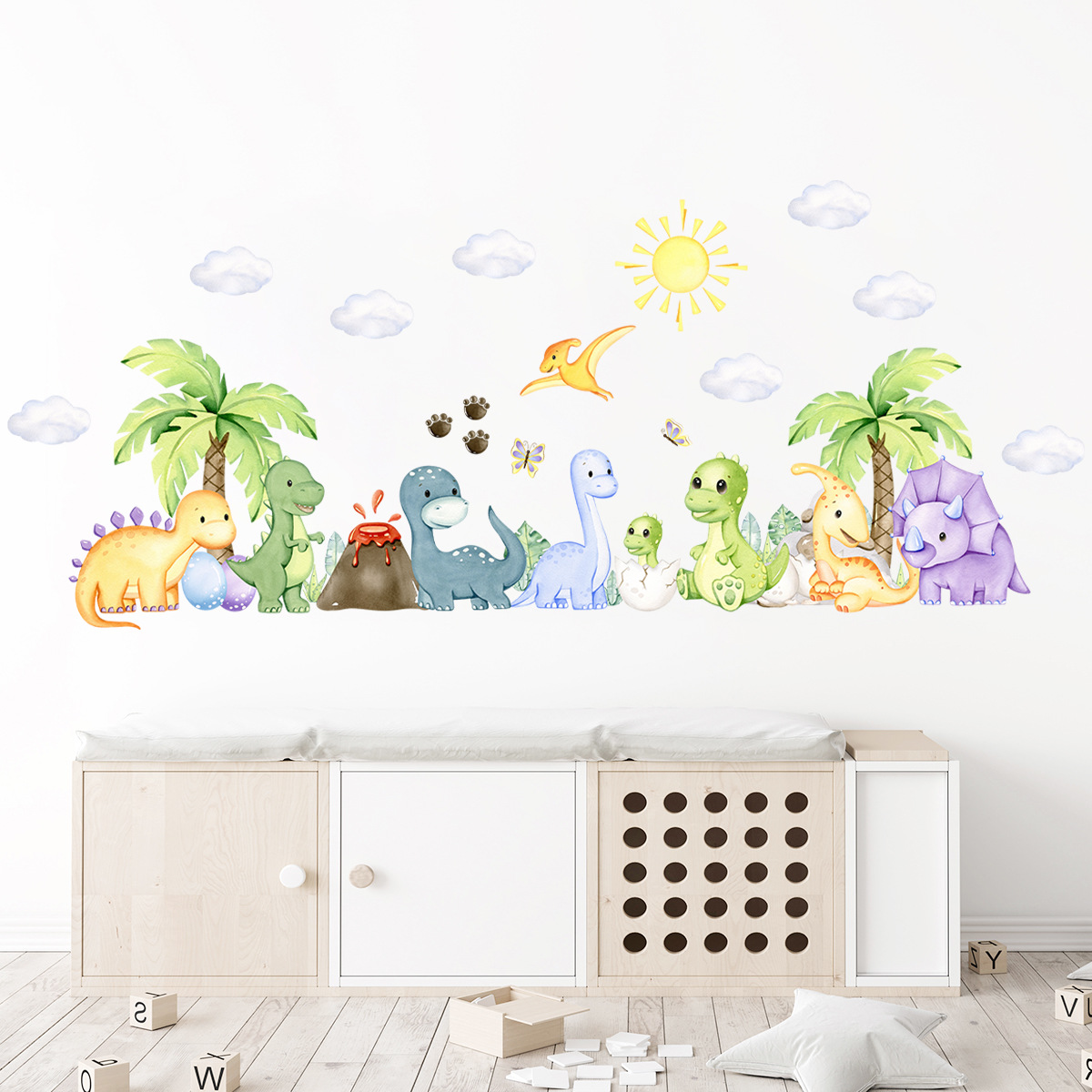 Title 2, Colorful Little Dinosaur Self-adhesive Wall Sti...